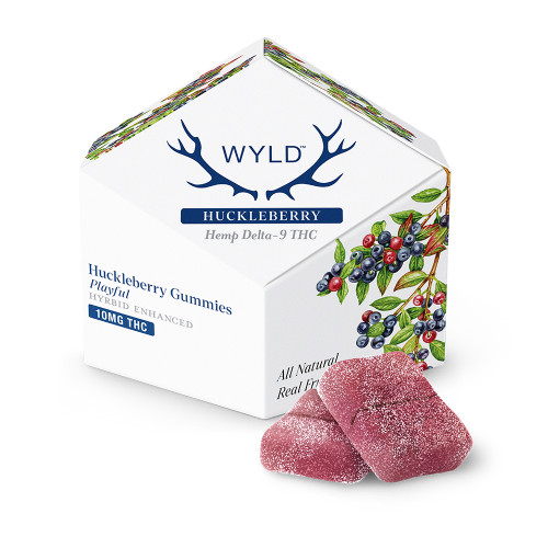 WYLD Delta-9 THC Hemp Gummies 100MG - 10ct Pack - Display of 10 Packs - Huckleberry - Playful (Hybrid)