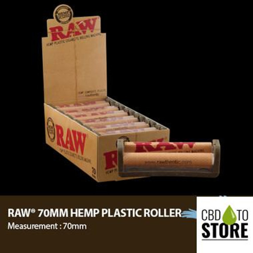 RAW Hemp Plastic Cigarette Rolling Machine - 70mm - Display of 12 (MSRP $4.00 Each)
