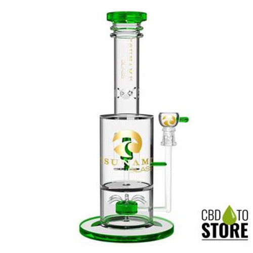 Tsunami Glass Water Pipe With Sprinkler Cube Perc - 15.5 Inches - 1055 Grams (MSRP $150.00) Tsunami Glass Water Pipe With Sprinkler Cube Perc - 15.5 Inches - 1055 Grams (MSRP $150.00)