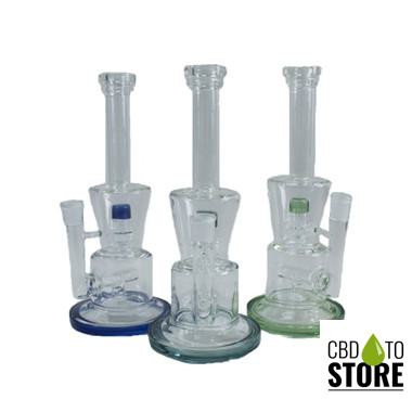 Glass Water Pipe Showerhead & Incline Perc - 558 Grams - 11.30 Inches - Assorted Colors [LZ-091] (MSRP $98.00)