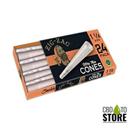 Zig-Zag 1 1/4 Size Pre-Rolled Cone Rolling Papers - Pack of 24 - Display of 12 Packs (MSRP $5.99 Each)