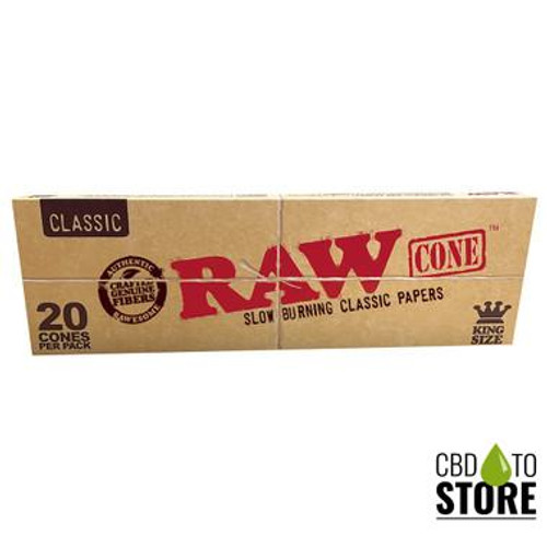 RAW Classic Natural Slow Burning Cone Rolling Papers - Pack of 20 - Display of 12 Packs (MSRP $5.00 Each) RAW Classic Natural Slow Burning Cone Rolling Papers - Pack of 20 - Display of 12 Packs (MSRP $5.00 Each)