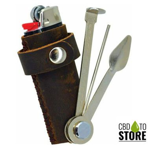 Smokezilla Real Genuine Leather Lighter Holder With Pipe Tools - Display of 6 (MSRP $10.00 Each)