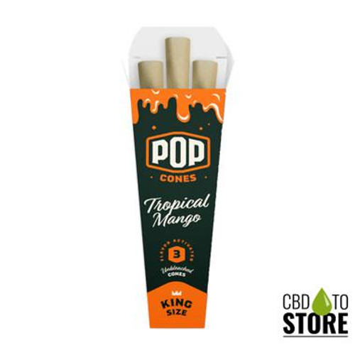 Pop Cones Unbleached King Size Cones - Pack of 3 - Display of 24 Packs (MSRP $3.25 Each)