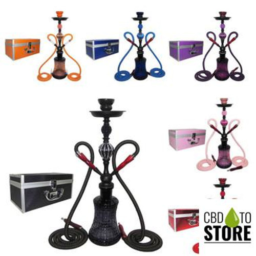 Tanya Hookah Justice 21 Inch Double Hose Hookah With Traveling Case - Assorted Colors (MSRP $35.00)