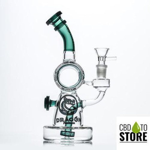 Dragon Platinum Water Pipe Orbital Design Bent Neck Recycler & Circ Perc - 400 Grams - 9.5 Inches - Assorted Colors [WPE-019] (MSRP $61.00)