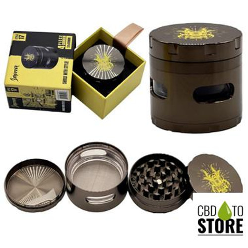 Shredder 4 Piece Small Grinder With Horizontal Window - Style 17 - 51mm - 4 Part (MSRP $12.00) Shredder 4 Piece Small Grinder With Horizontal Window - Style 17 - 51mm - 4 Part (MSRP $12.00)