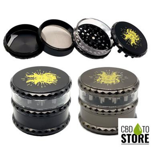 Shredder 4 Piece Large Grinder With Clear Layer Window - Style 34 - 67mm - 4 Part - Assorted Colors (MSRP $17.00) Shredder 4 Piece Large Grinder With Clear Layer Window - Style 34 - 67mm - 4 Part - Assorted Colors (MSRP $17.00)