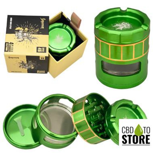 Shredder Large Grinder With Side Windows & Ashtray Top - Style 46 - 63mm - 4 Part (MSRP $26.00) Shredder Large Grinder With Side Windows & Ashtray Top - Style 46 - 63mm - 4 Part (MSRP $26.00)