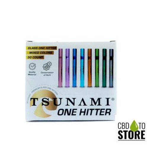 Tsunami Premium Glass One Hitter Chillum Hand Pipe - Assorted Colors - Display of 30 (MSRP $2.00 Each) Tsunami Premium Glass One Hitter Chillum Hand Pipe - Assorted Colors - Display of 30 (MSRP $2.00 Each)