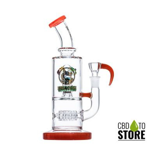 Dragon Glass Four Eyes Water Pipe With Thick Base & Double Perc - 540 Grams - 10 Inches - Assorted Colors [DGD-151] (MSRP $60.00)