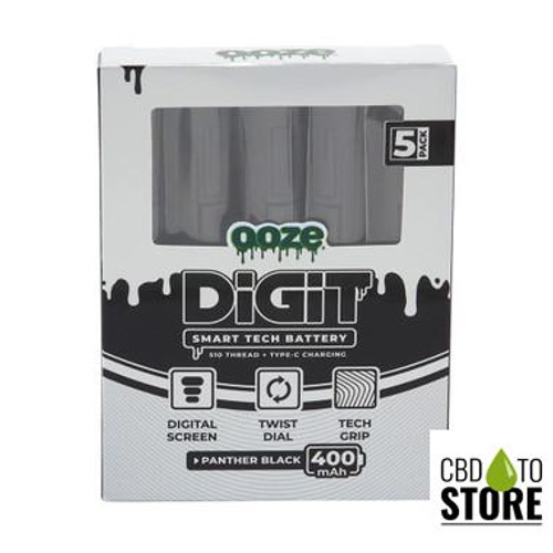 Ooze Digit Smart Tech Battery 400mAh 510 Device Pen With Digital Screen & Twist Dial - Display of 5 (MSRP $17.00 Each)