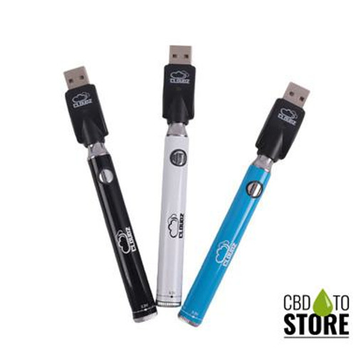 Cloudz Smoke 900mAh Twist 510 Thread Device Pen Battery With USB Charger - Assorted Colors - Display of 24 (MSRP $7.99 Each)
