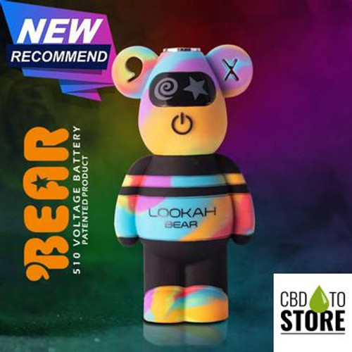 Lookah Bear 500mAh Variable Voltage 510 Thread Device Pen Battery - Assorted Colors - Display of 5 (MSRP $25.00 - $30.00 Each) Lookah Bear 500mAh Variable Voltage 510 Thread Device Pen Battery - Assorted Colors - Display of 5 (MSRP $25.00 - $30.00 Each)