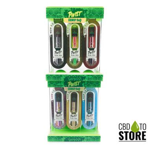 Ooze Twist Slim Pen New 2.0 Adjustable Voltage Battery 320mAh Assorted Colors - Stackable Acrylic Display of 48 (MSRP $22.00 Each)