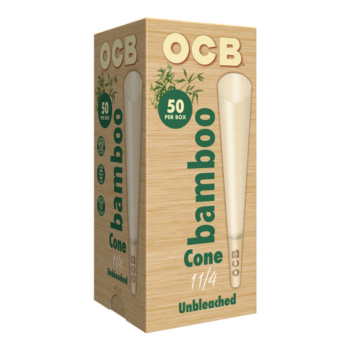 OCB Unbleached Pre-Rolled Cones Tower - Bamboo 1 1/4 (50ct Pack)