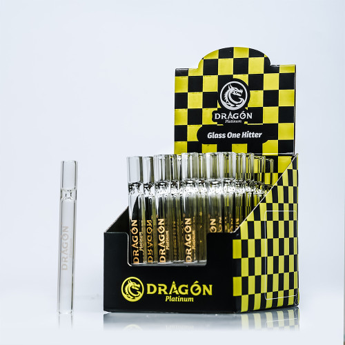 Dragon Platinum Glass One Hitter Chillum Hand Pipe - Display of 24 [DP-14]