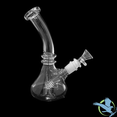 Glass Water Pipe Mini Beaker Base Curved Neck Design With Diffused Downstem - 170 Grams - 8 Inches [XP-124] (MSRP $24.00)