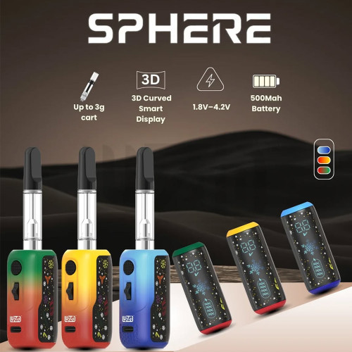 Luzid Sphere 500mAh VV 510 Cartridge Device Mod Battery With 3D Curved Screen - Display of 5