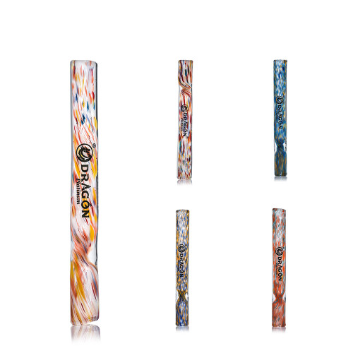 Dragon Platinum Swirled Pattern Glass One Hitter Chillum Hand Pipe - 4 Inches - Assorted Colors - Display of 11 [OH-06]