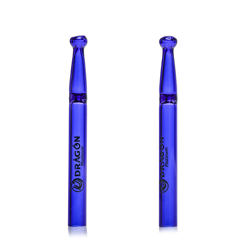 Dragon Platinum Tapered Glass One Hitter Chillum Hand Pipe - 4 Inches - Assorted Colors - Display of 2 [OH-13]