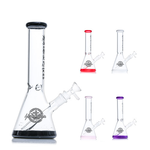 Shadow Glass Beaker Bong Water Pipe With Diffused Downstem & Ice Catcher - 350 Grams - 10 Inches - Assorted Colors [SGE-208]