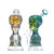 Shadow Glass Skull Water Pipe With Tire Perc - 250 Grams - 9 Inches - Assorted Colors [SGE-195]
