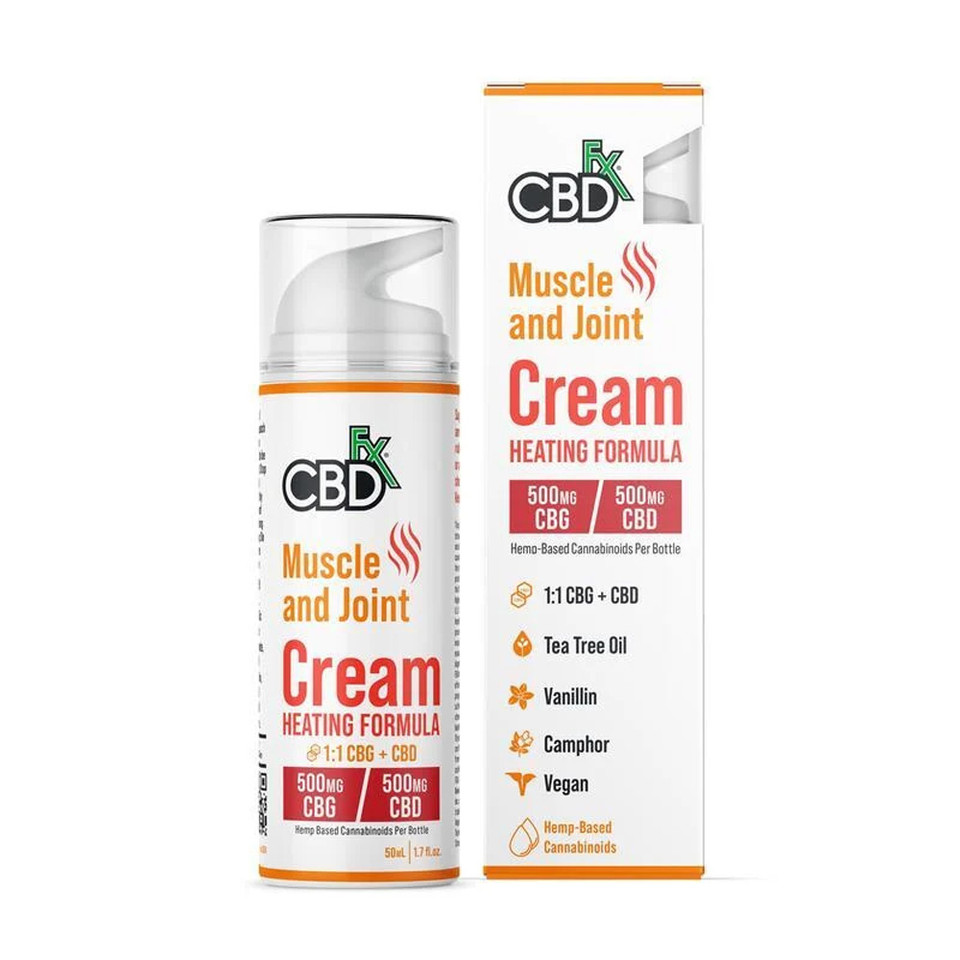 CBDfx 500MG CBG + 500 CBD Broad Spectrum Muscle and Joint Cream Heating