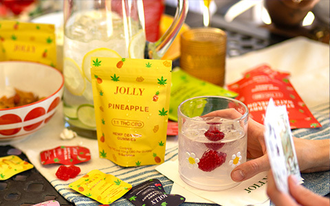 Jolly Hemp Derived Gummies No Syntheitics, three ratios, 17  flavors, real fruit