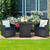 3-Piece Patio Furniture Outdoor Dining Set Brown PE Rattan Navy Blue Cushions