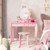 Kid Vanity Table Stool Set with Oval Rotatable Mirror-Pink