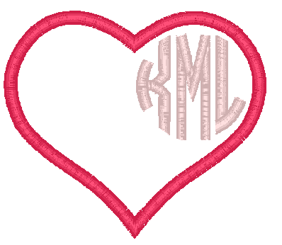 Circle Monogram Heart Applique