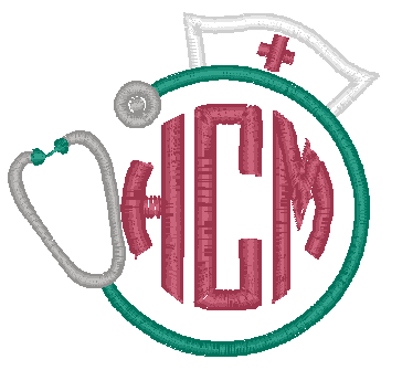 Nurse Hat and Stethoscope Monogram