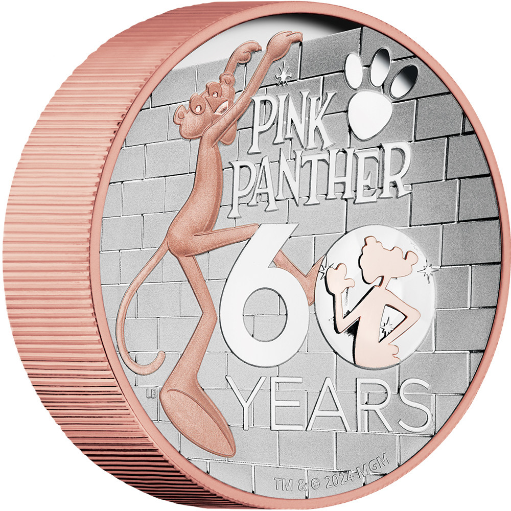 ツバル ピンクパンサー 60周年記念銀貨 2024年 MGM  1oz純銀 The Pink Panther 60th Anniversary 2024 5oz Silver Proof High