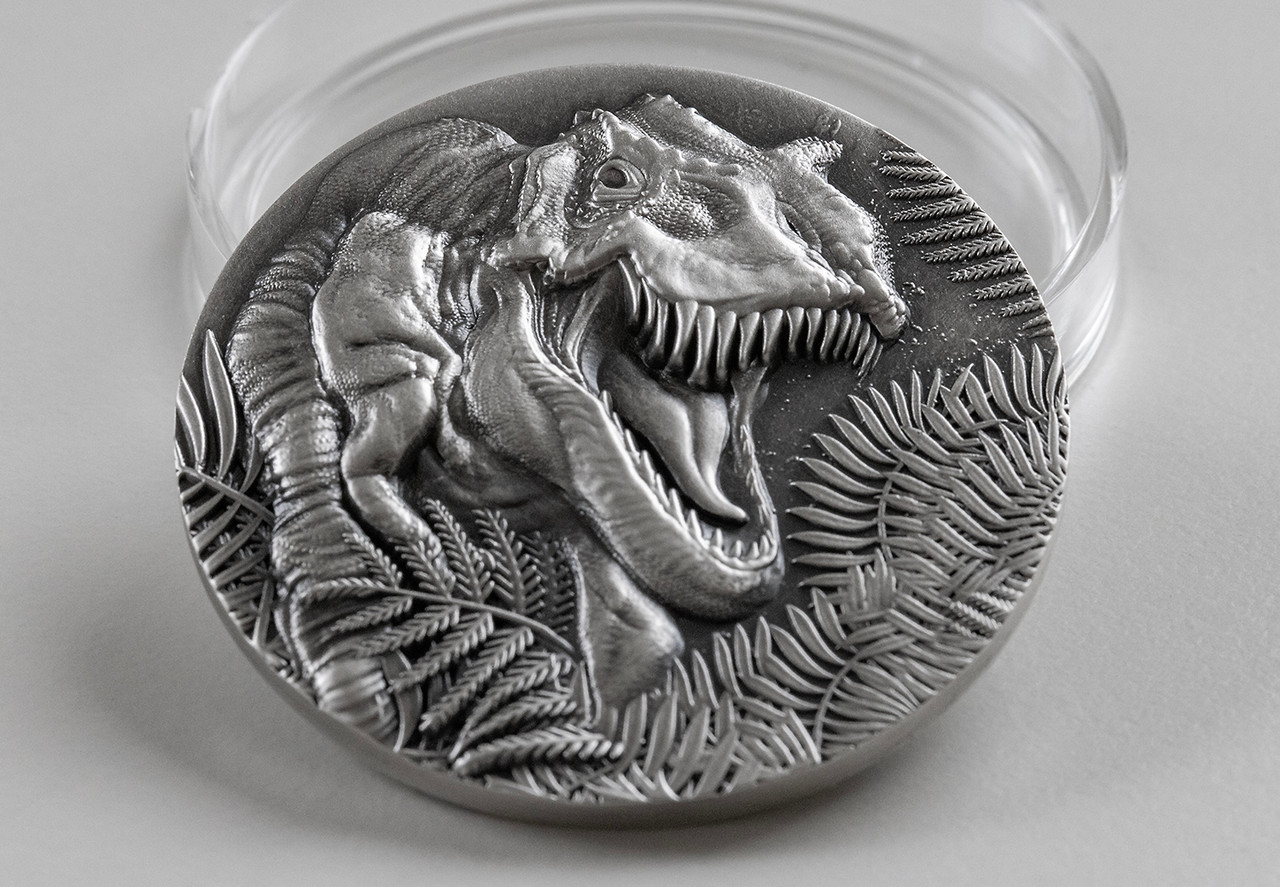 2025 Jurassic Life T-Rex UHR 2 oz Silver Proof