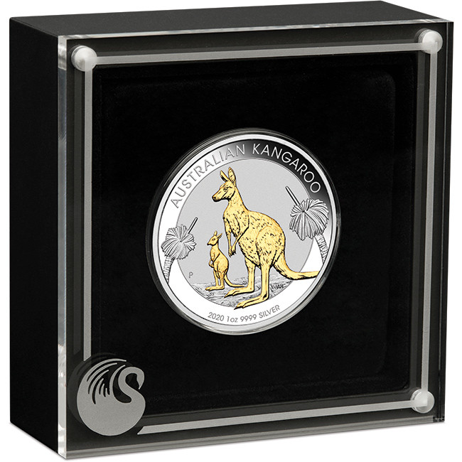 Australian Kangaroo 2020 1oz Silver Gilded Coin- Presented by The