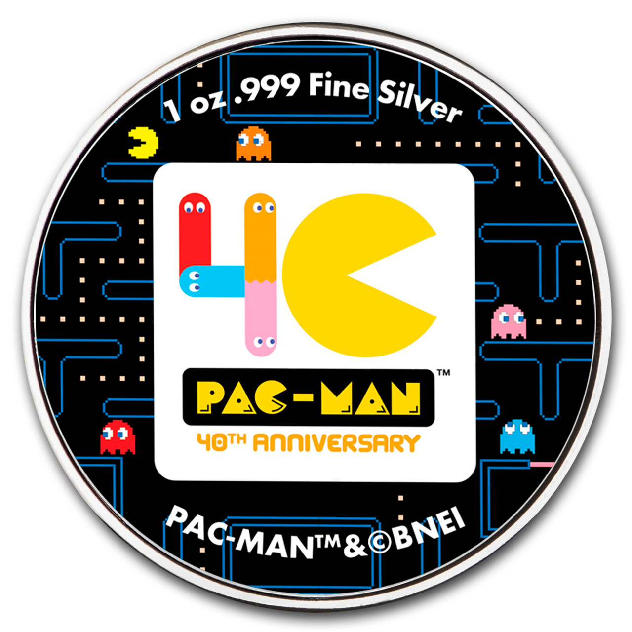 2020 Niue Colorized 1 oz Silver $2 PAC-MAN™ 40th Anniversary Coin