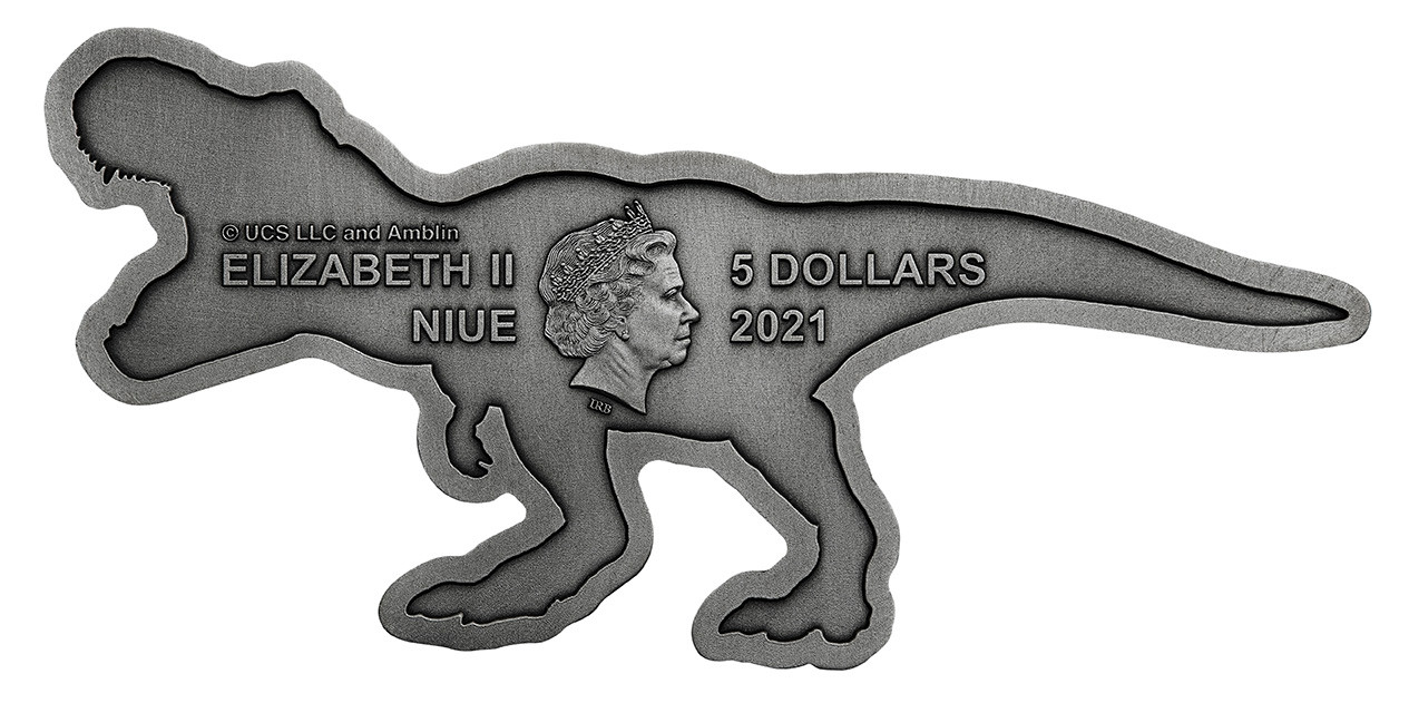 PAMP T-Rex 2oz(オンス) 純銀9999 2021年 2021 Jurassic Park 2oz Silver Antiqued T.Rex Shaped Coin