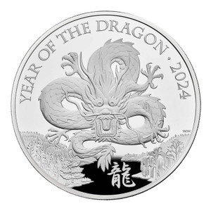 Lunar Year of the Dragon 2024 UK 1kg Silver Proof Coin - reverse Lunar Year of the Dragon 2024 UK 1kg Silver Proof Coin - reverse