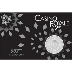 James Bond Casino Royale Casino Chip 2023 1oz Silver Coin in Card - in presentation card James Bond Casino Royale Casino Chip 2023 1oz Silver Coin in Card - in presentation card