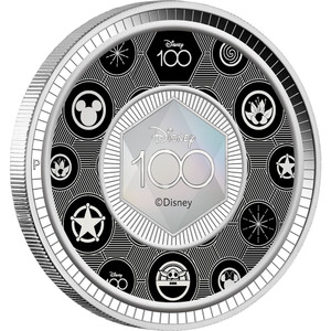 Disney 100th Anniversary 2023 1/2oz Silver Proof Coloured Coin - reverse Disney 100th Anniversary 2023 1/2oz Silver Proof Coloured Coin - reverse