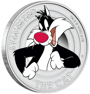 2018 LOONEY TUNES - SYLVESTER 1/2oz Silver Proof Coin - Angle view - Obverse 2018 LOONEY TUNES - SYLVESTER 1/2oz Silver Proof Coin - Angle view - Obverse