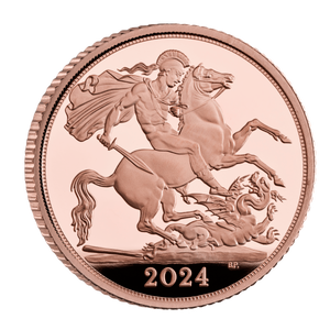 The Half Sovereign 2024 Gold Proof Coin - reverse - angle view The Half Sovereign 2024 Gold Proof Coin - reverse - angle view