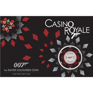 James Bond Casino Royale Casino Chip 2023 1oz Silver Coloured Coin in Card James Bond Casino Royale Casino Chip 2023 1oz Silver Coloured Coin in Card