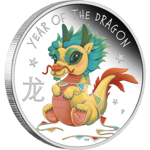 Baby Dragon 2024 1/2oz Silver Proof Coloured Coin - reverse Baby Dragon 2024 1/2oz Silver Proof Coloured Coin - reverse