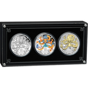 Australian Lunar Series III 2024 Year of the Dragon 1oz Silver Trio - in presentation box Australian Lunar Series III 2024 Year of the Dragon 1oz Silver Trio - in presentation box