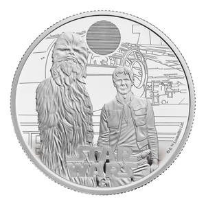 Star Wars Han Solo and Chewbacca 2024 UK 1oz Silver Proof Coin - reverse Star Wars Han Solo and Chewbacca 2024 UK 1oz Silver Proof Coin - reverse