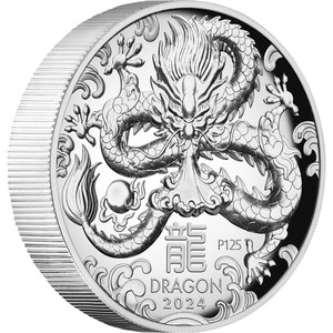 Australian Lunar Series III 2024 Year of the Dragon 1oz Silver Proof High Relief Coin - reverse Australian Lunar Series III 2024 Year of the Dragon 1oz Silver Proof High Relief Coin - reverse