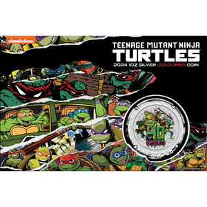 Teenage Mutant Ninja Turtles 40th Anniversary 2024 1oz Silver Coloured Coin in Card Teenage Mutant Ninja Turtles 40th Anniversary 2024 1oz Silver Coloured Coin in Card