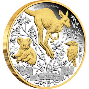 The Perth Mint’s 125th Anniversary 2024 2oz Silver Proof Gilded Coin - reverse The Perth Mint’s 125th Anniversary 2024 2oz Silver Proof Gilded Coin - reverse